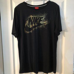 Nike Black Tee with Gold Speckled Logo Size XL